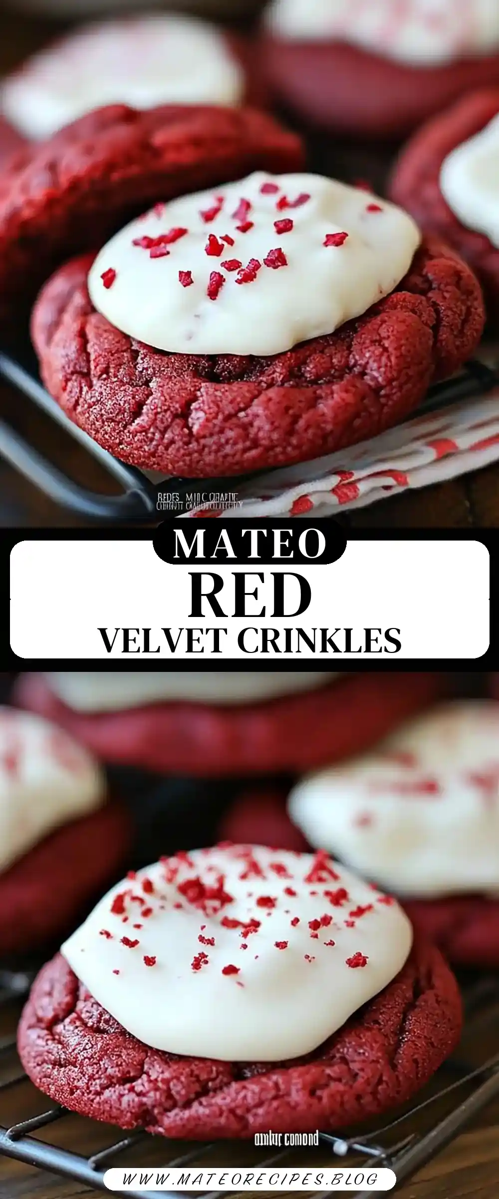 Pinterest pin (Design 3) for Red Velvet Cake Mix Crinkle Cookies