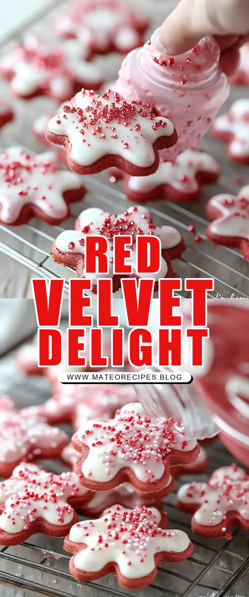 Pinterest pin (Design 1) for Red Velvet Waffle Cookies