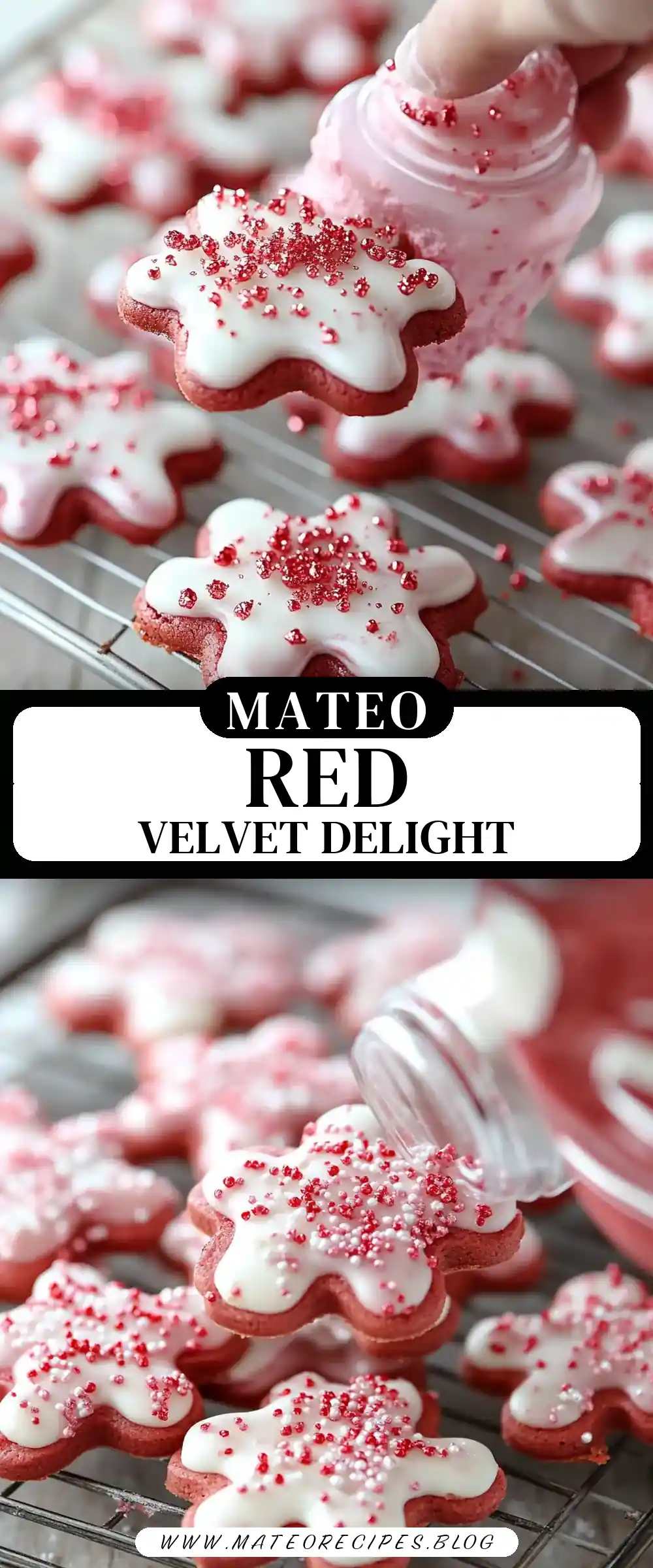 Pinterest pin (Design 3) for Red Velvet Waffle Cookies
