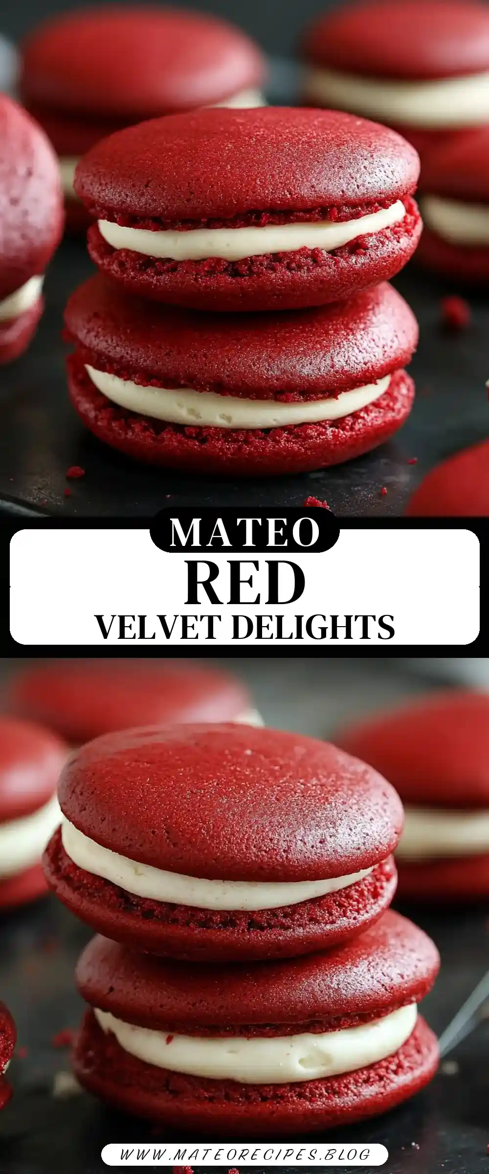 Pinterest pin (Design 3) for Red Velvet Whoopie Pies