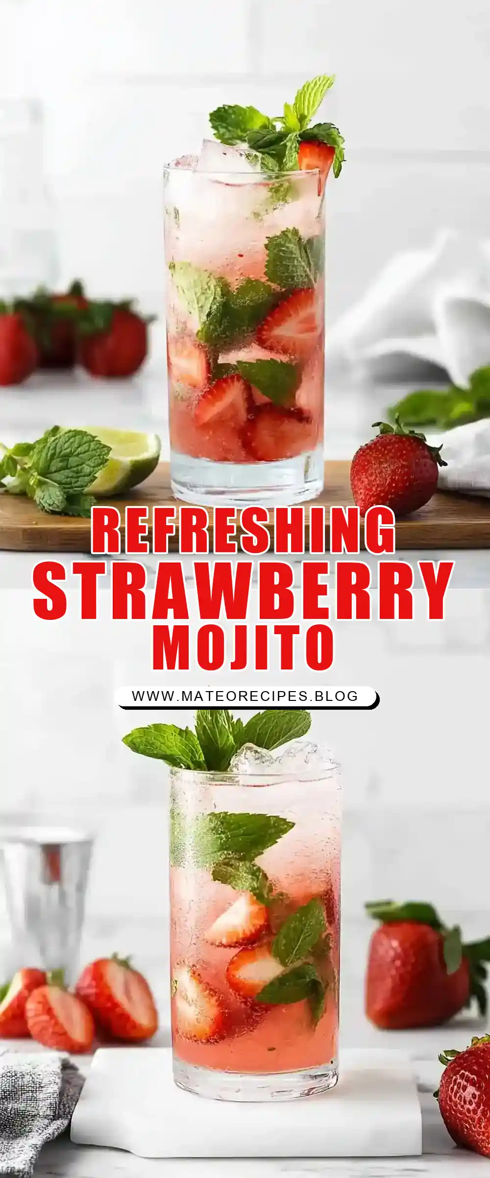 Pinterest pin (Design 1) for Strawberry Mojito
