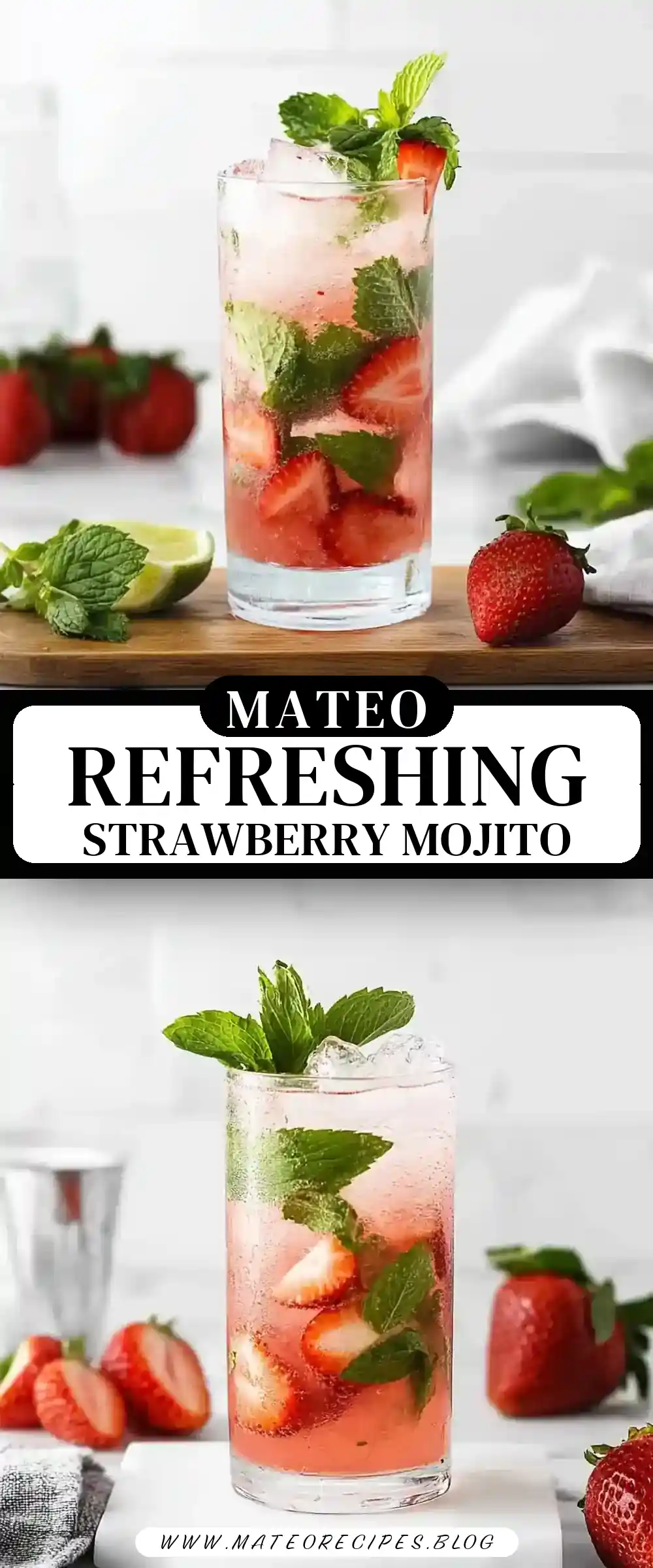 Pinterest pin (Design 3) for Strawberry Mojito