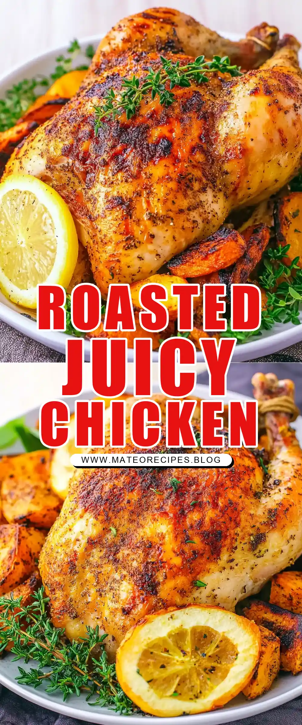 Pinterest pin (Design 1) for Roasted Half Chicken
