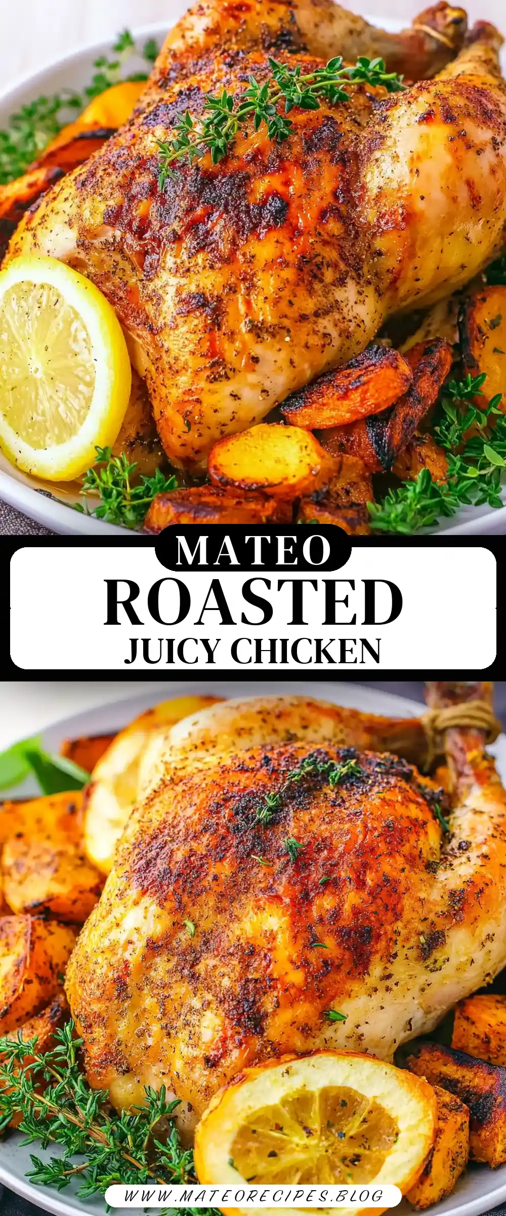 Pinterest pin (Design 3) for Roasted Half Chicken