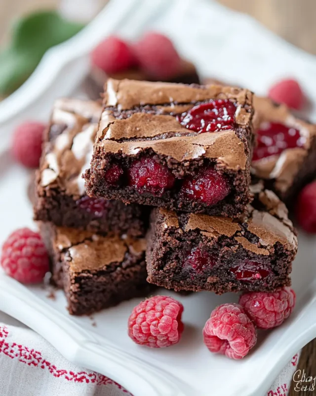A delicious plate of Raspberry Brownies