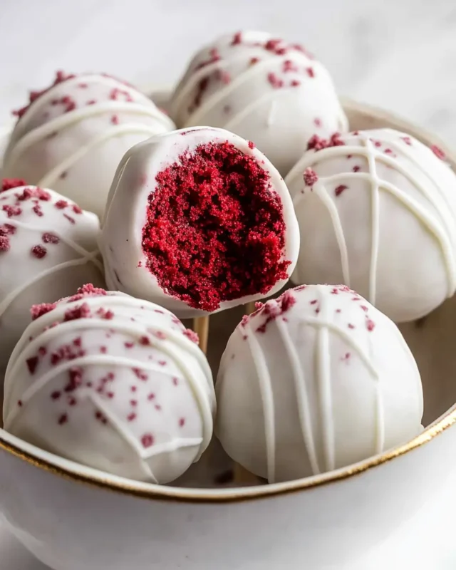 A delicious plate of Red Velvet Cake Pops