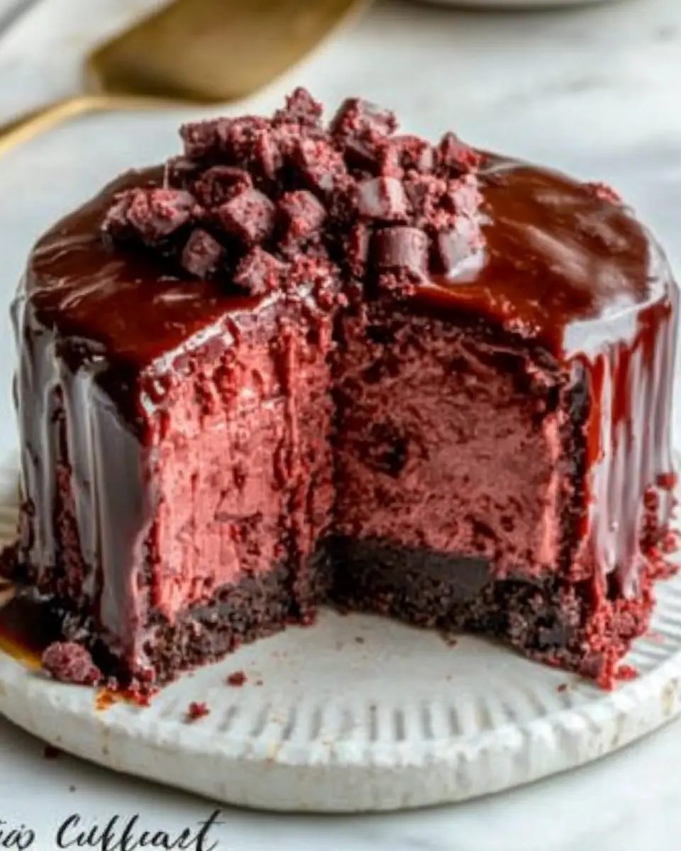 A delicious plate of Red Velvet Cheesecake Recipe