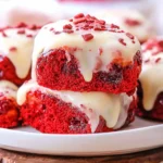 A delicious plate of Red Velvet Cinnamon Rolls