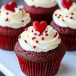 A delicious plate of Red Velvet Cupcakes with White Chocolate Mousse