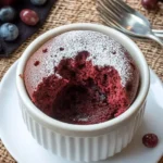 A delicious plate of Red Velvet Molten Lava Mug Cake