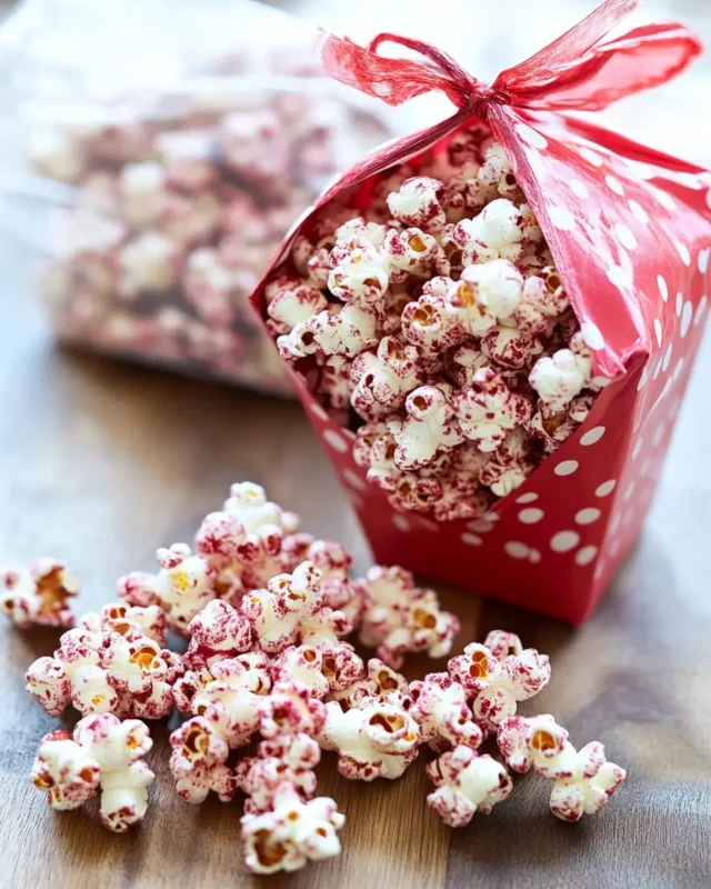 A delicious plate of Red Velvet Popcorn