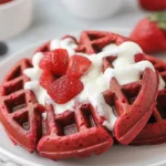 A delicious plate of Red Velvet Waffles