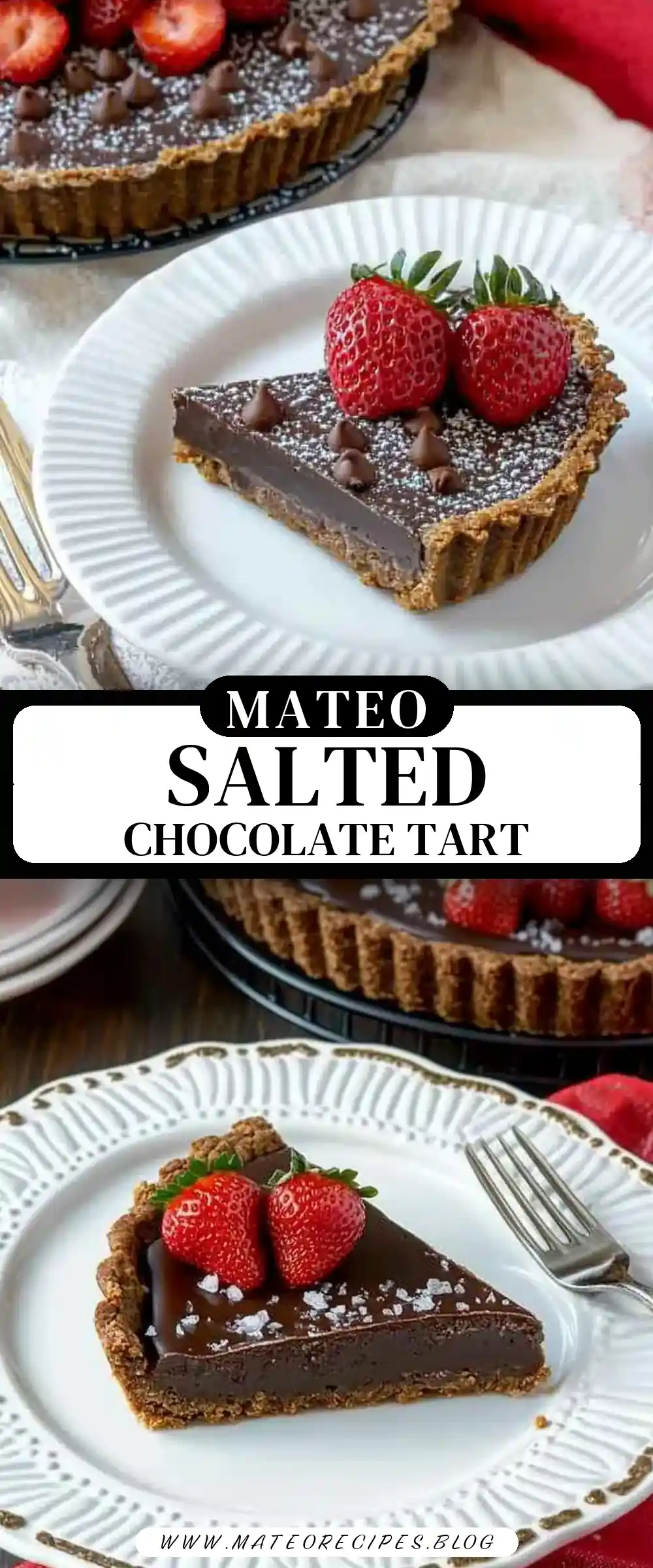 Pinterest pin (Design 3) for Salted Chocolate Strawberry Tart