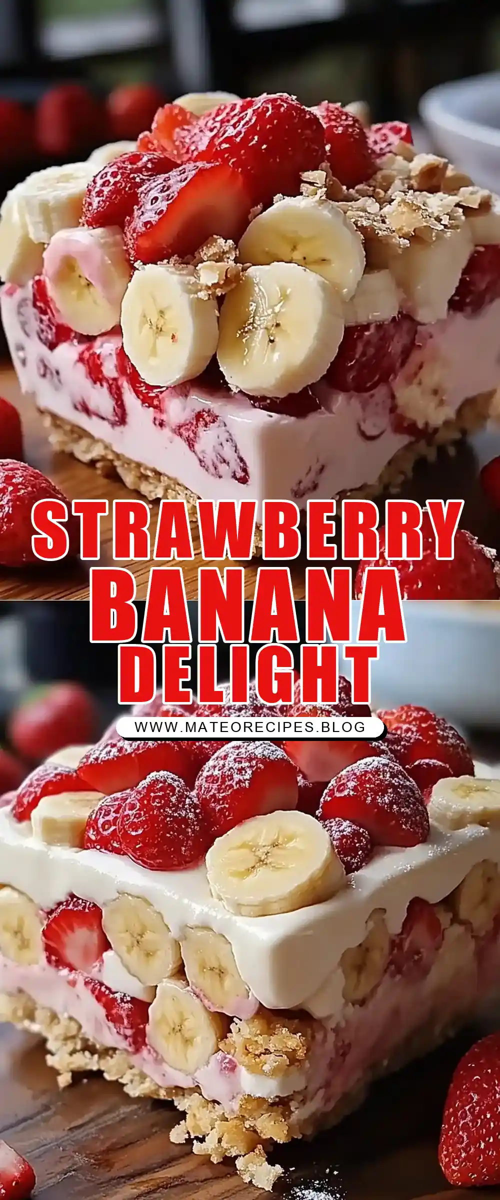 Pinterest pin (Design 1) for Strawberry Banana Pudding Dream
