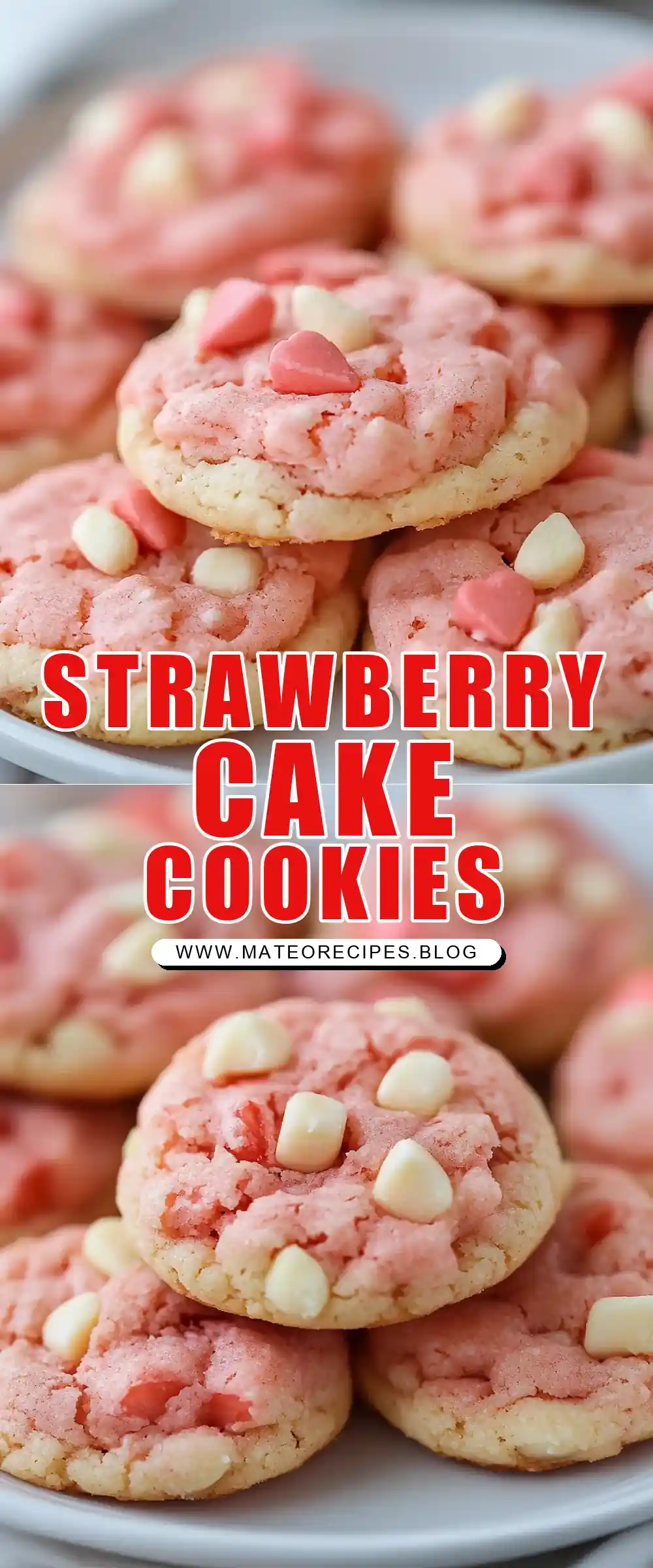 Pinterest pin (Design 1) for Strawberry Cake Mix Cookies