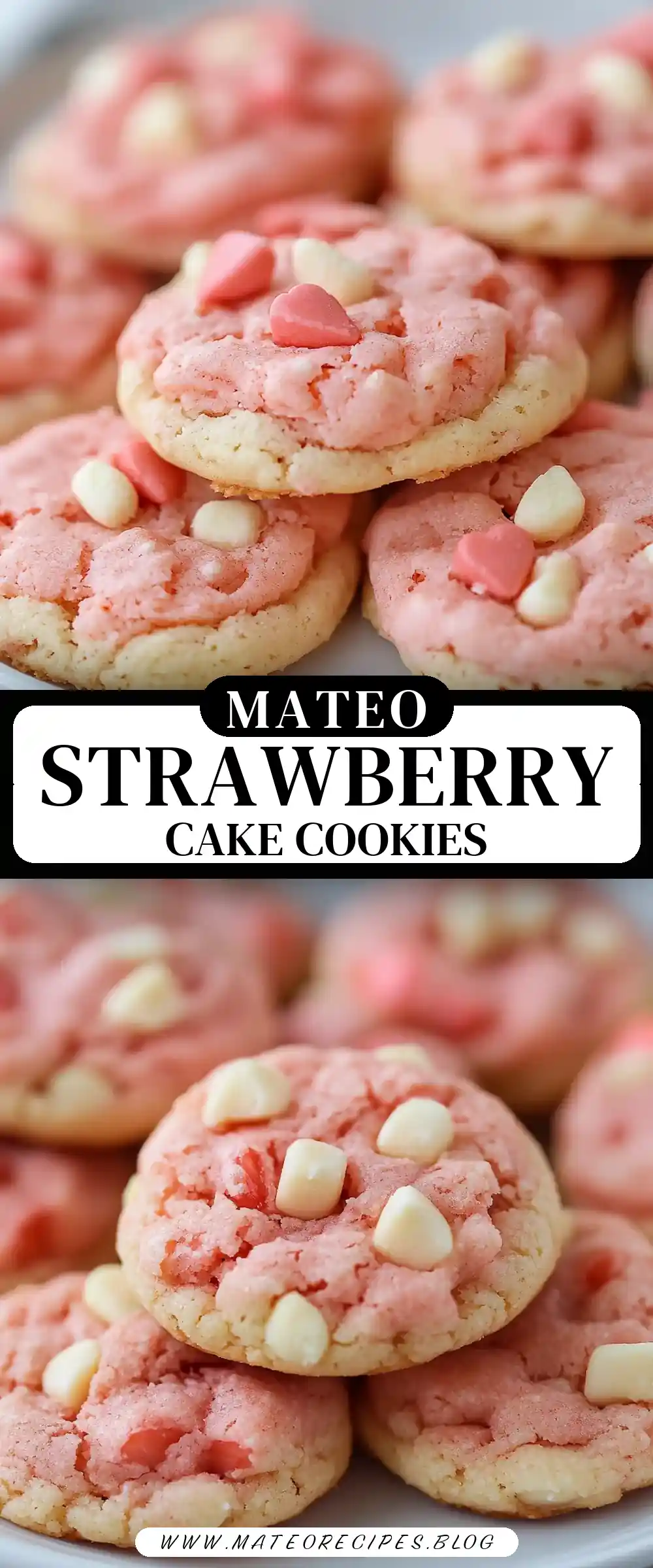 Pinterest pin (Design 3) for Strawberry Cake Mix Cookies