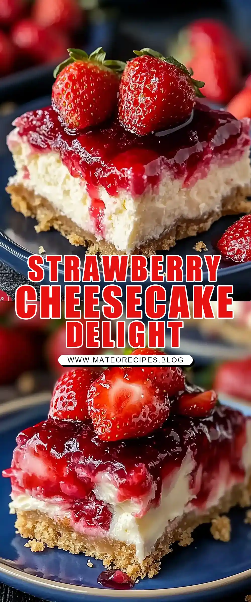 Pinterest pin (Design 1) for Strawberry Cheesecake Dump Cake π°π
