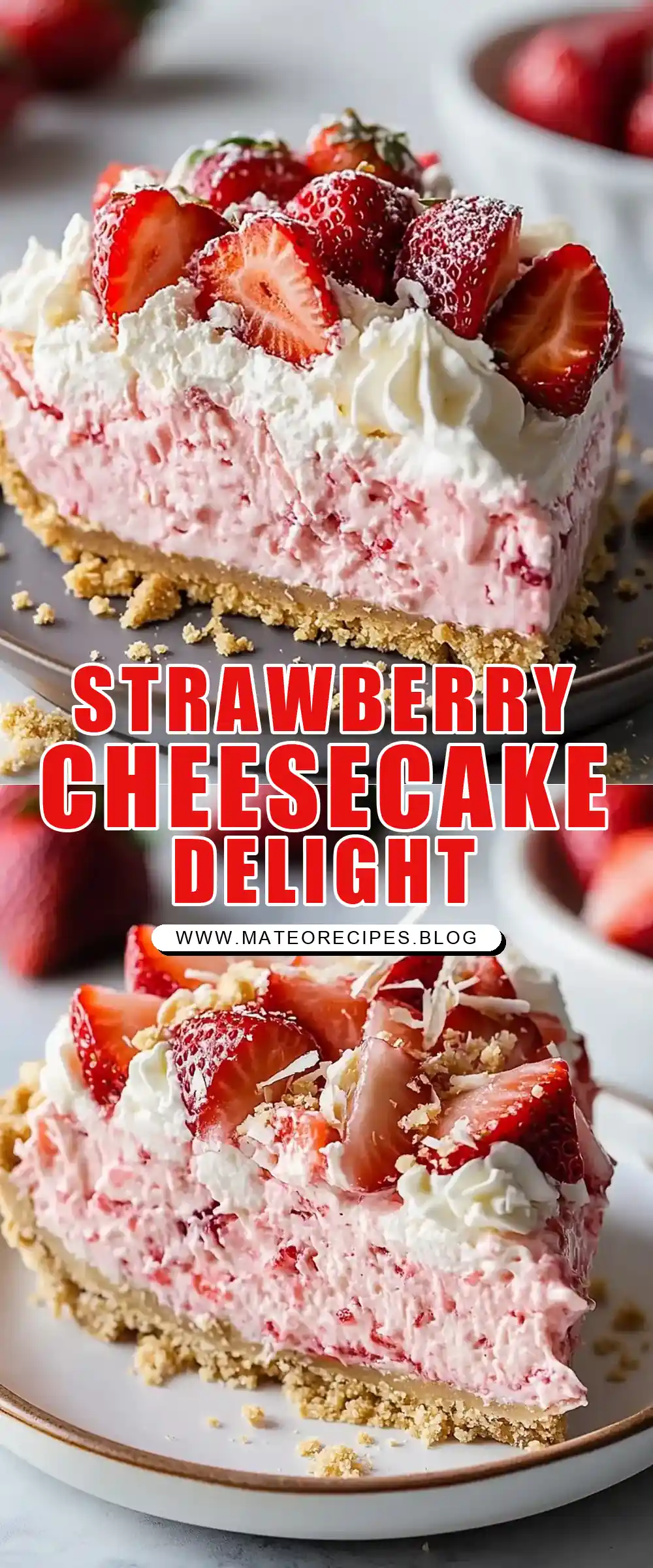Pinterest pin (Design 1) for No-Bake Strawberry Cream Cheese Pie ๐