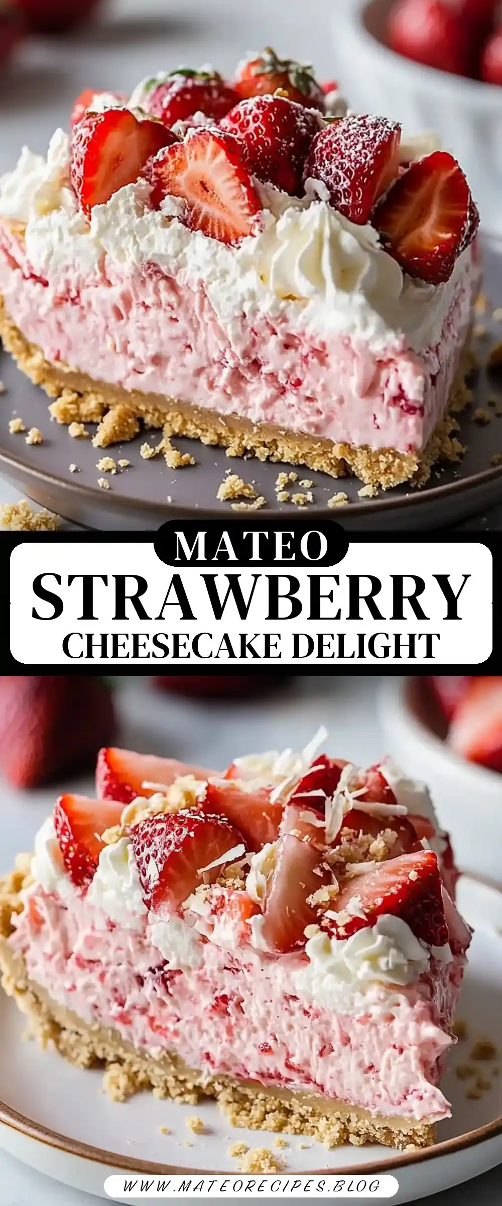 Pinterest pin (Design 3) for No-Bake Strawberry Cream Cheese Pie ๐