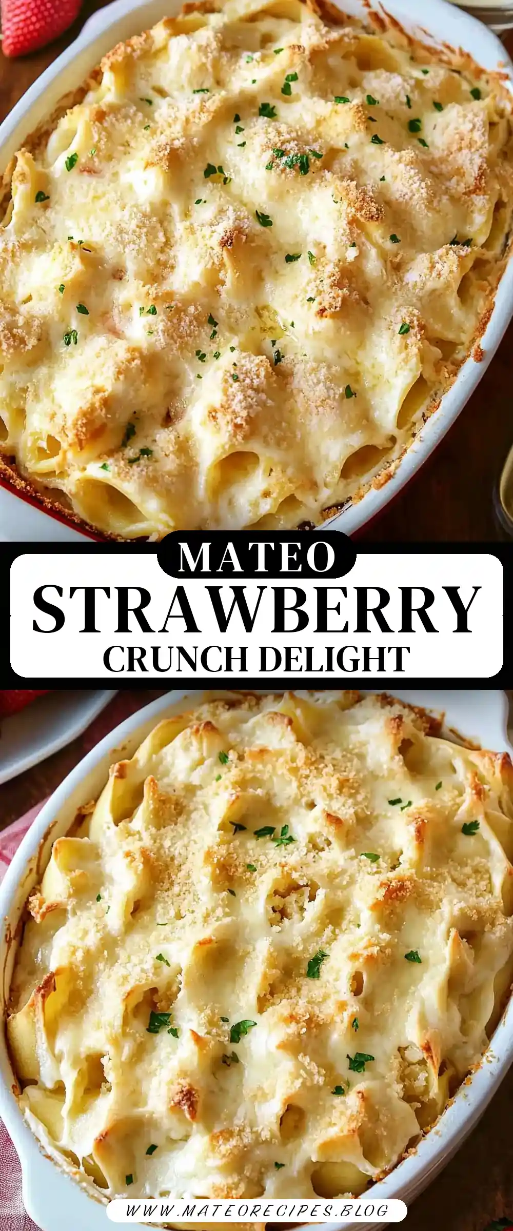 Pinterest pin (Design 3) for Strawberry Crunch Cake Recipe