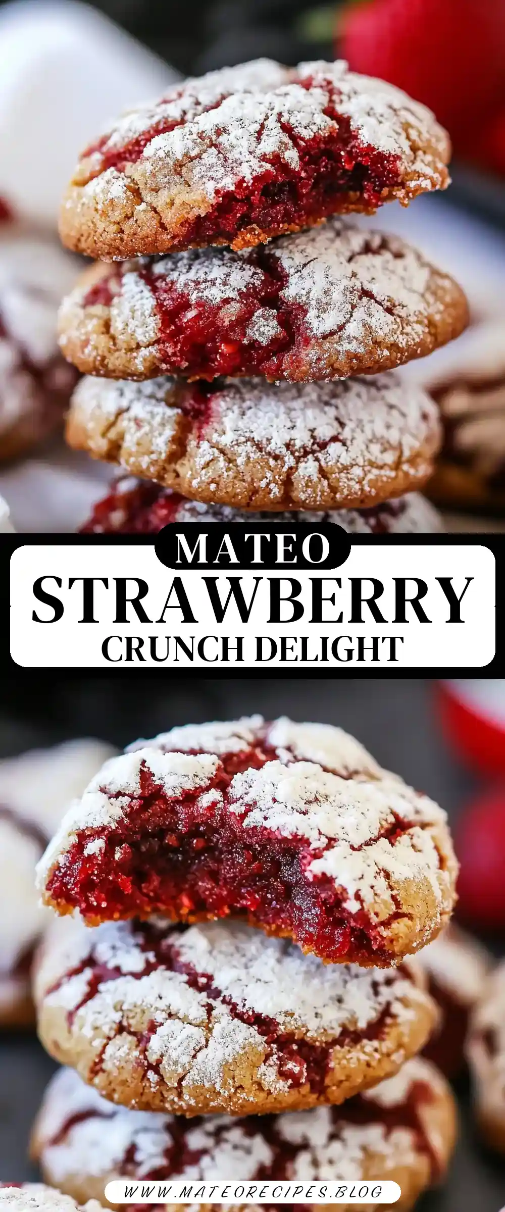 Pinterest pin (Design 3) for Strawberry Crunch Cookies