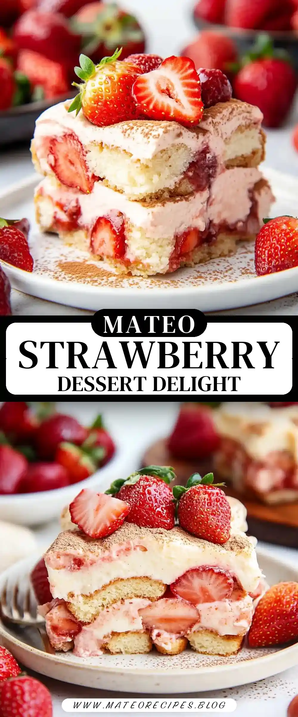 Pinterest pin (Design 3) for Strawberry Tiramisu