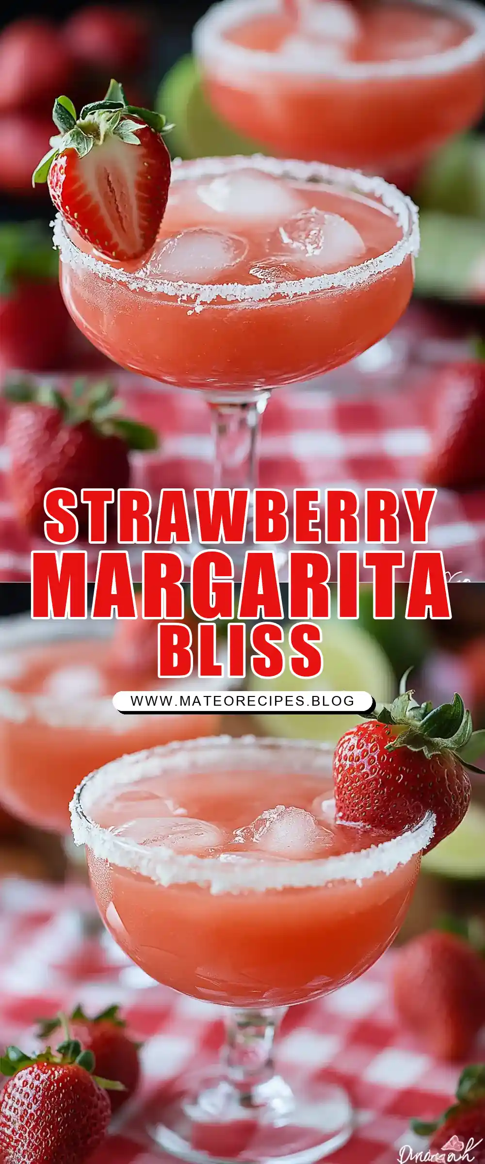 Pinterest pin (Design 1) for Strawberry Margarita Mix