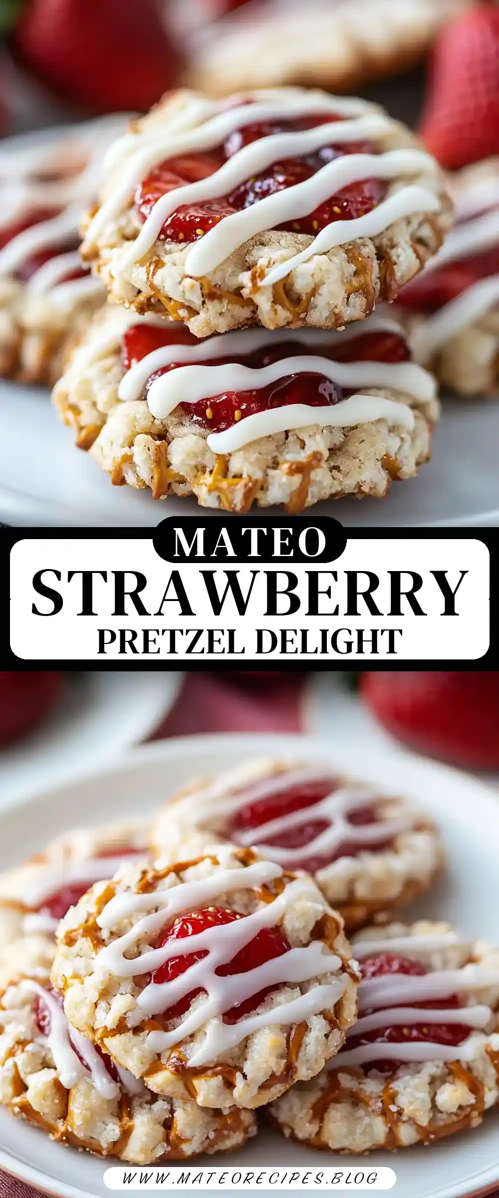 Pinterest pin (Design 3) for Strawberry Pretzel Cookies