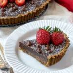 A delicious plate of Salted Chocolate Strawberry Tart