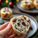 A delicious plate of Savory Christmas Cranberry Roll Ups