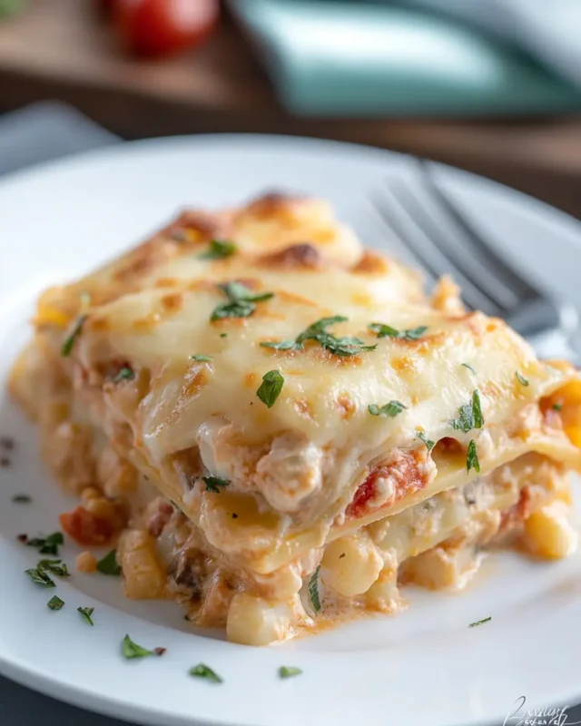 A delicious plate of Seafood Lasagna