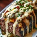 A delicious plate of Smoky Jalapeño Popper Meatloaf with Ranch Drizzle