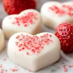 A delicious plate of Strawberries and Cream Truffle Hearts