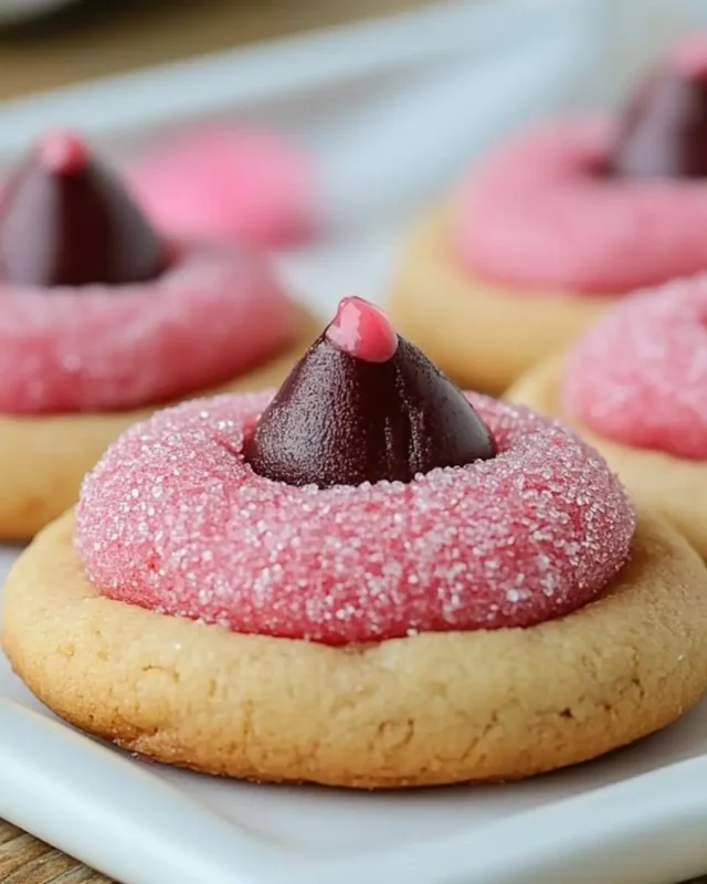A delicious plate of Strawberry Kiss Cookies