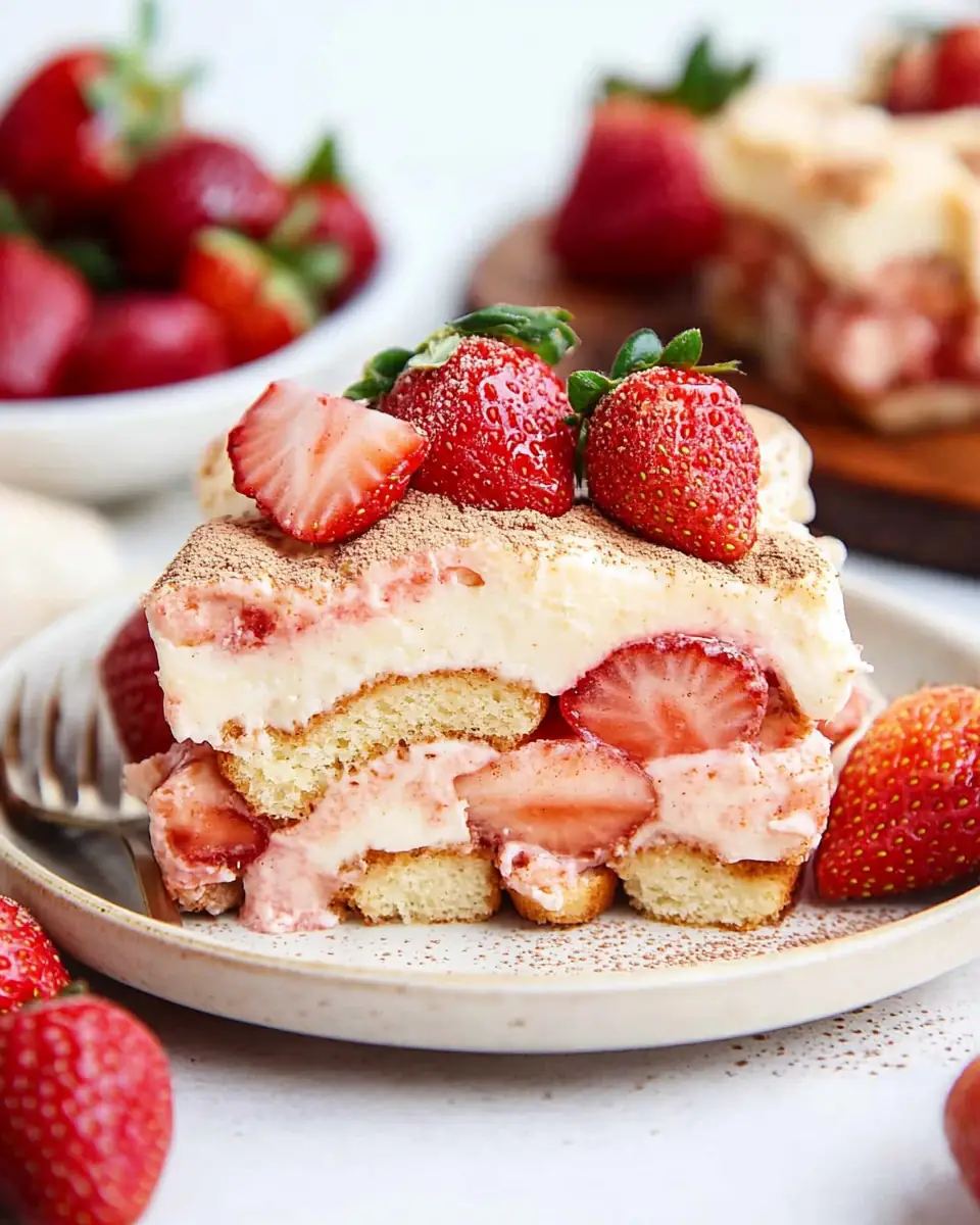 A delicious plate of Strawberry Tiramisu