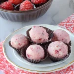 A delicious plate of Sugar-Free No Bake Raspberry Cheesecake Bites