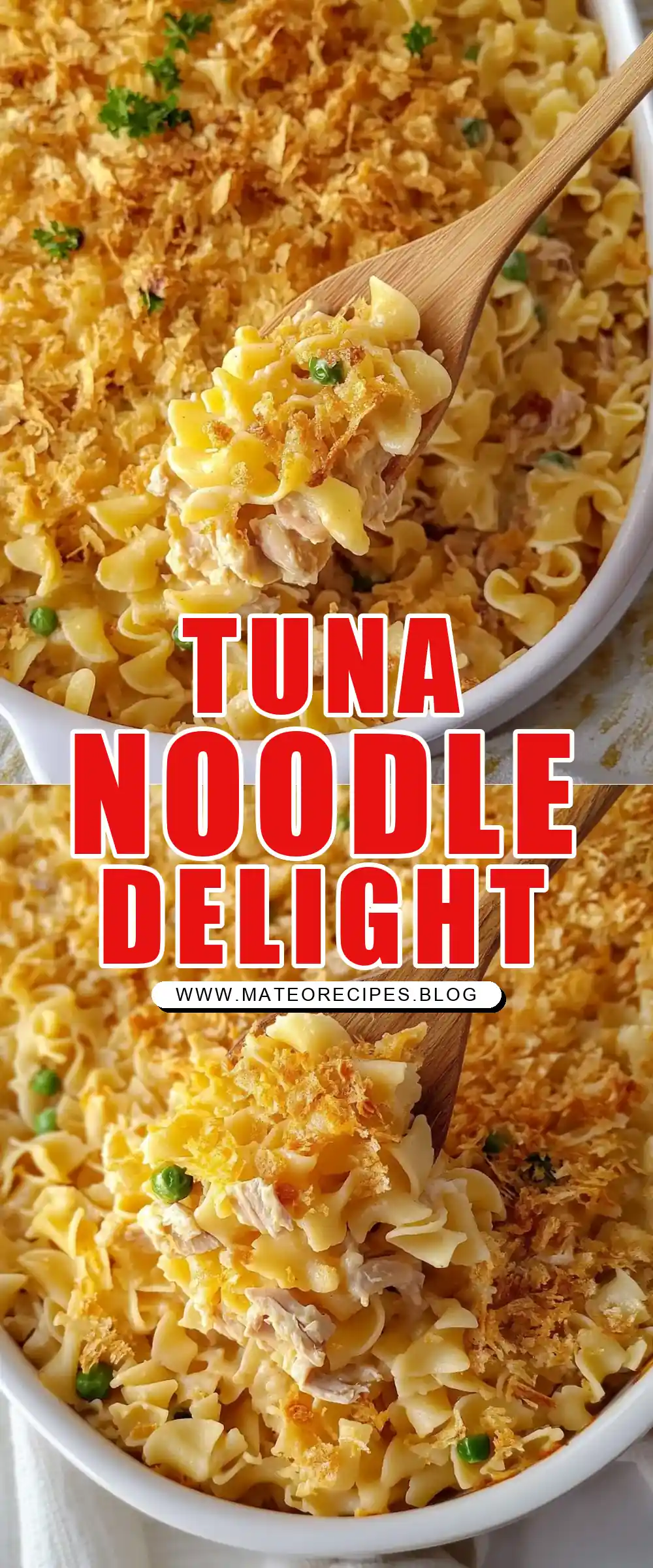 Pinterest pin (Design 1) for Old-Fashioned Tuna Noodle Casserole