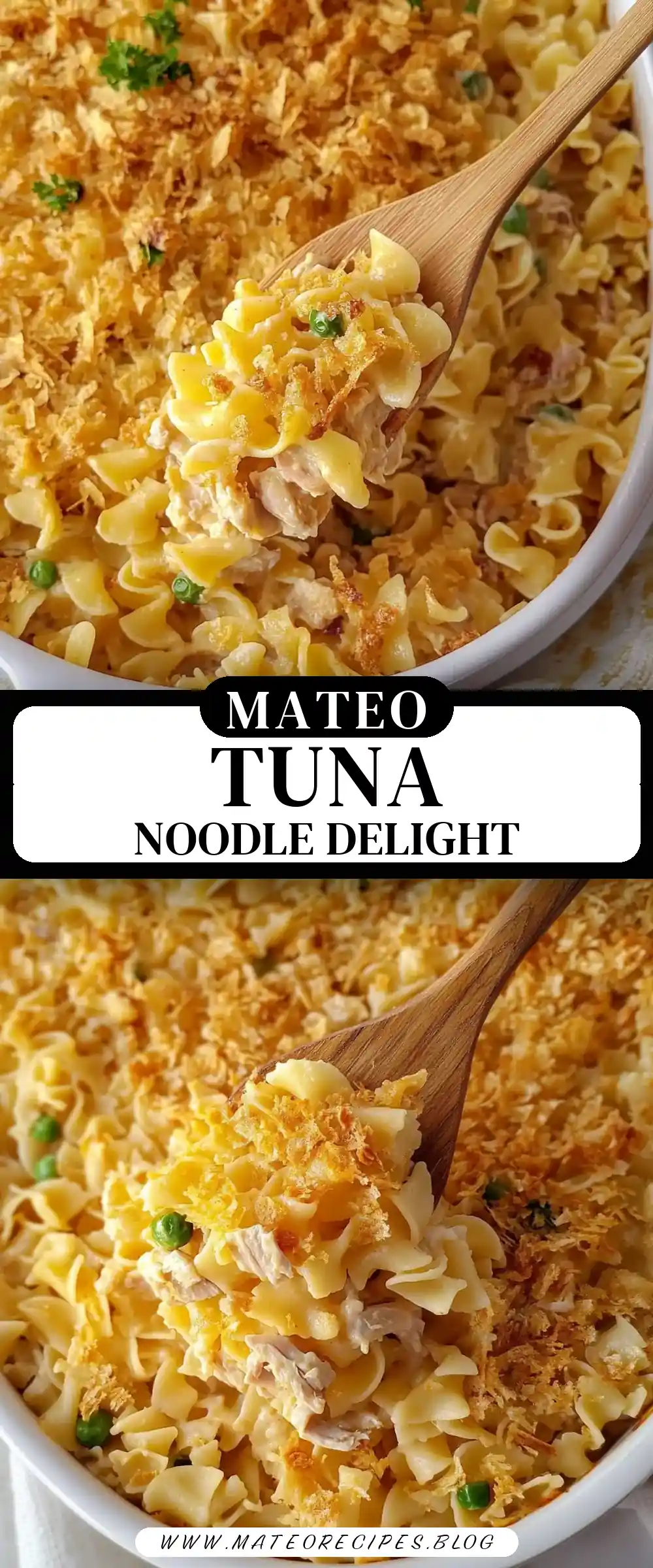 Pinterest pin (Design 3) for Old-Fashioned Tuna Noodle Casserole