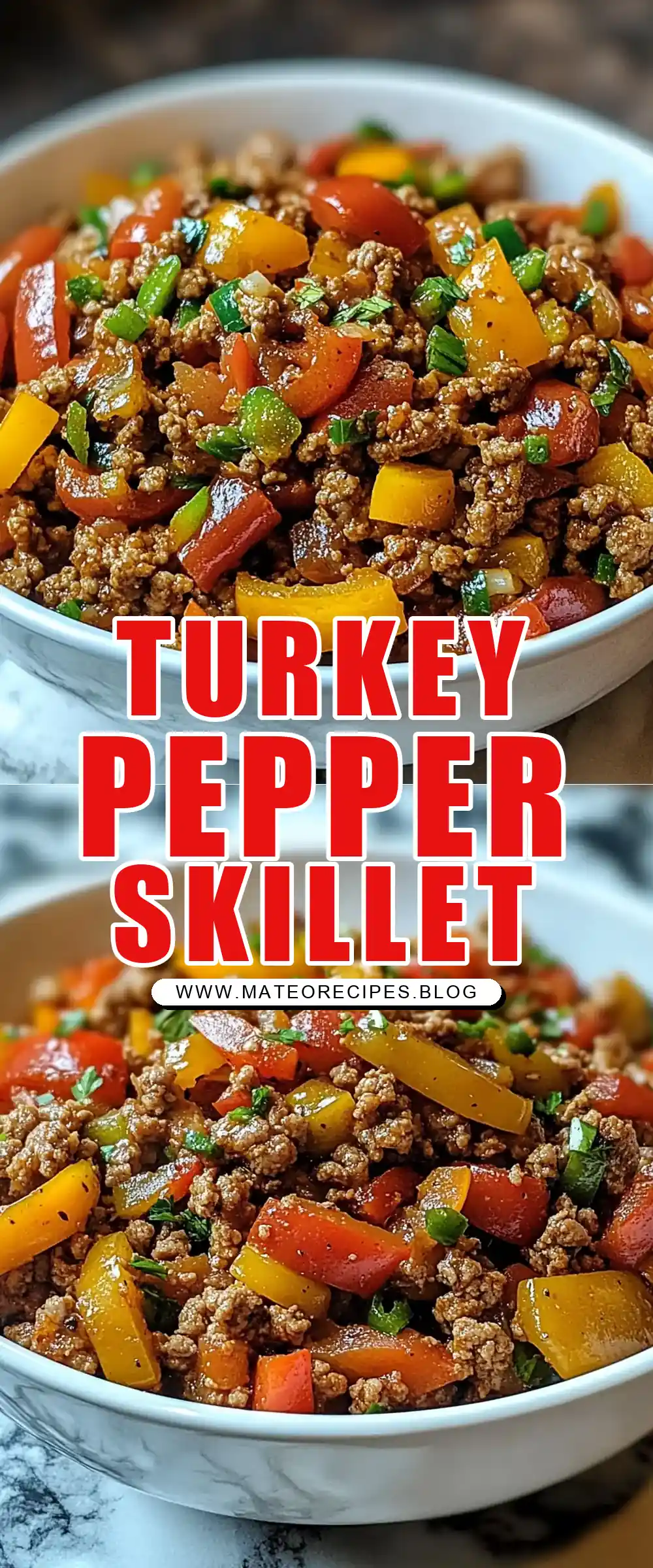 Pinterest pin (Design 1) for Ground Turkey and Peppers