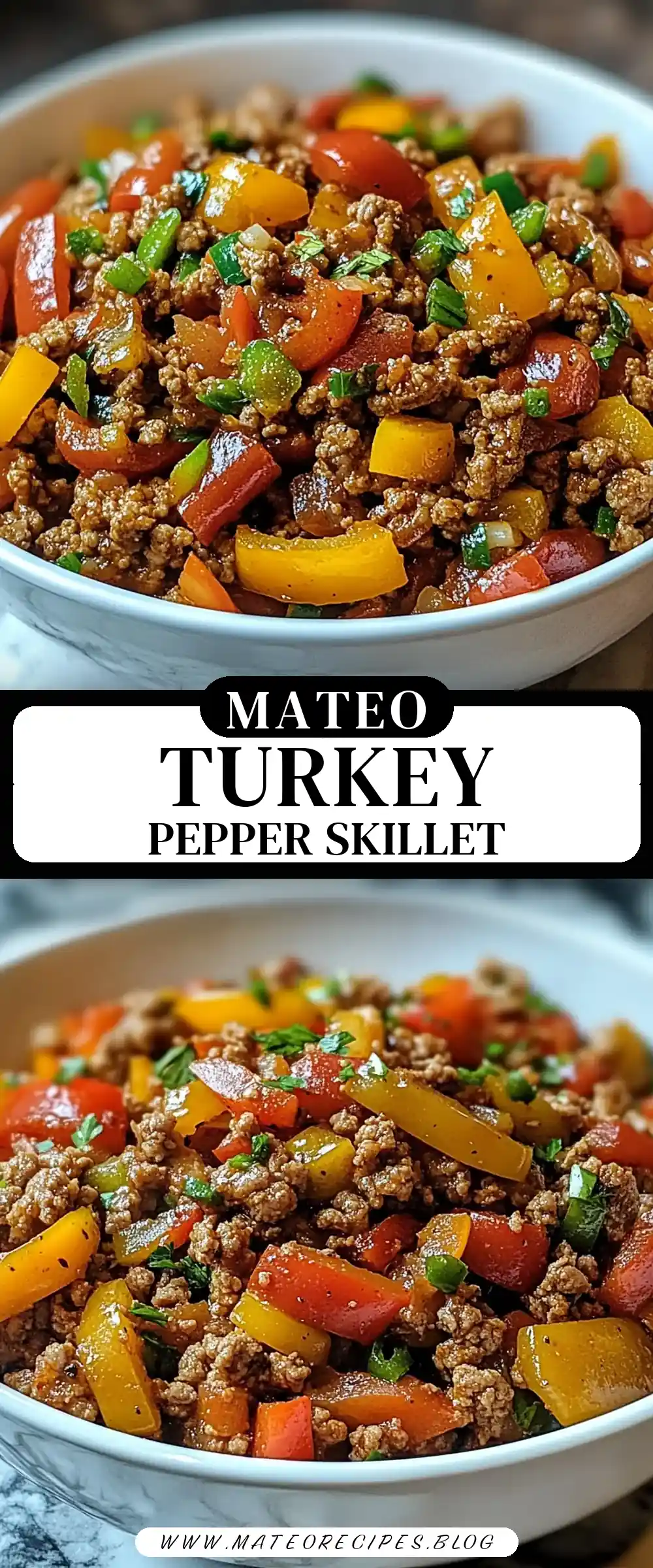 Pinterest pin (Design 3) for Ground Turkey and Peppers