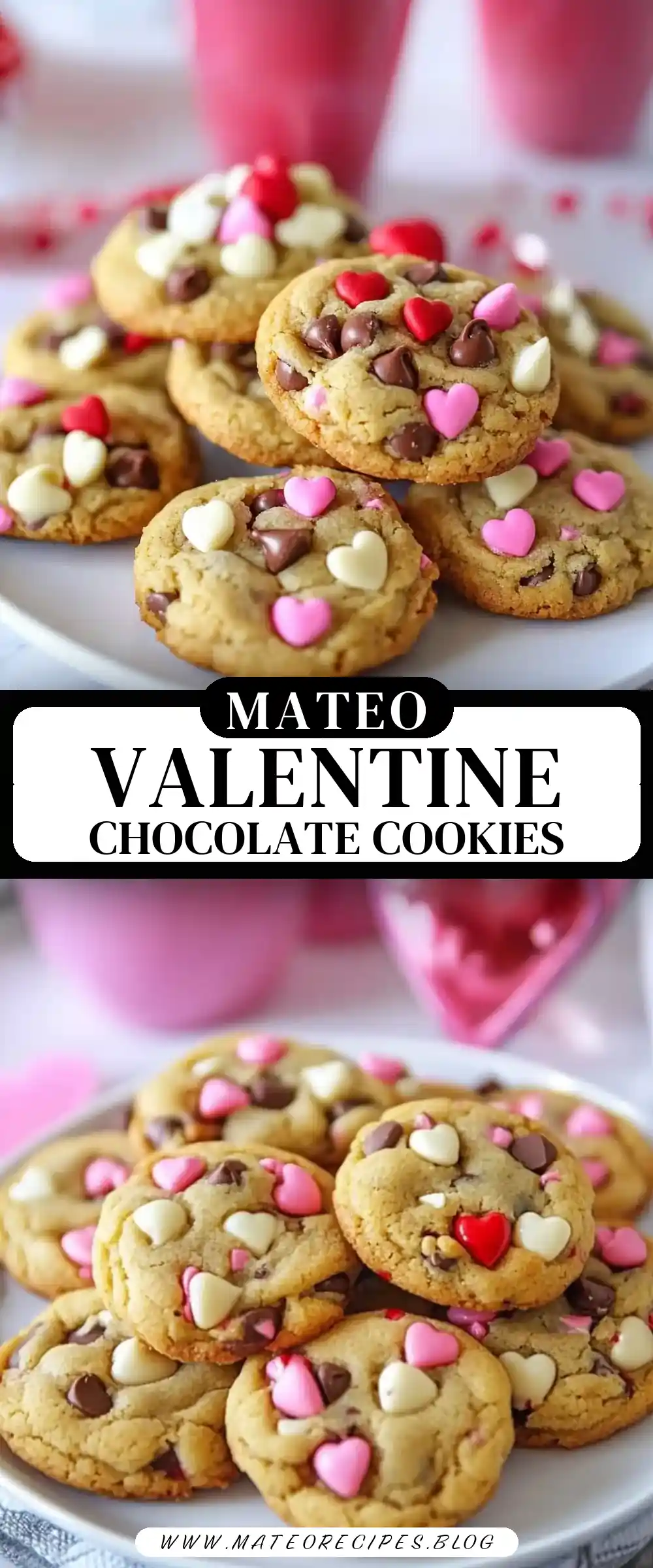 Pinterest pin (Design 3) for Valentine Chocolate Chip Cookies