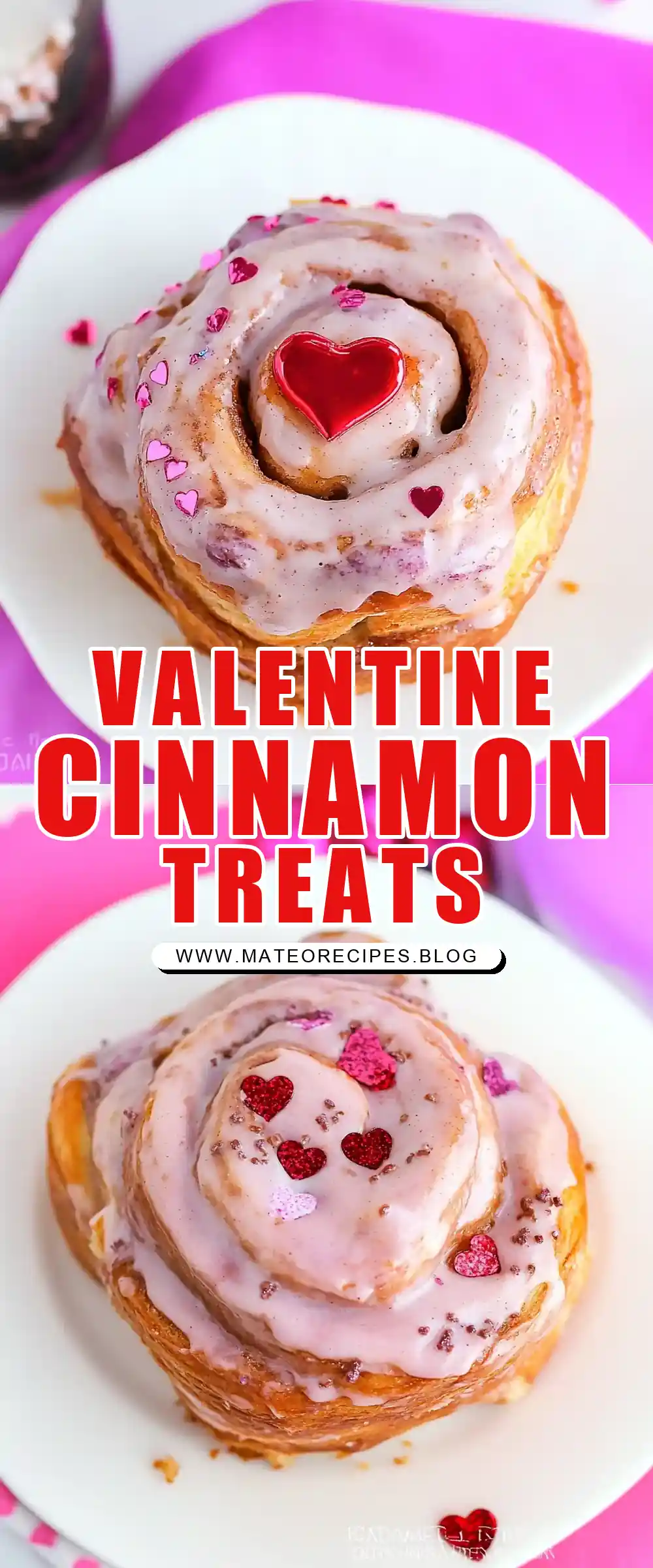 Pinterest pin (Design 1) for Valentine Cinnamon Rolls