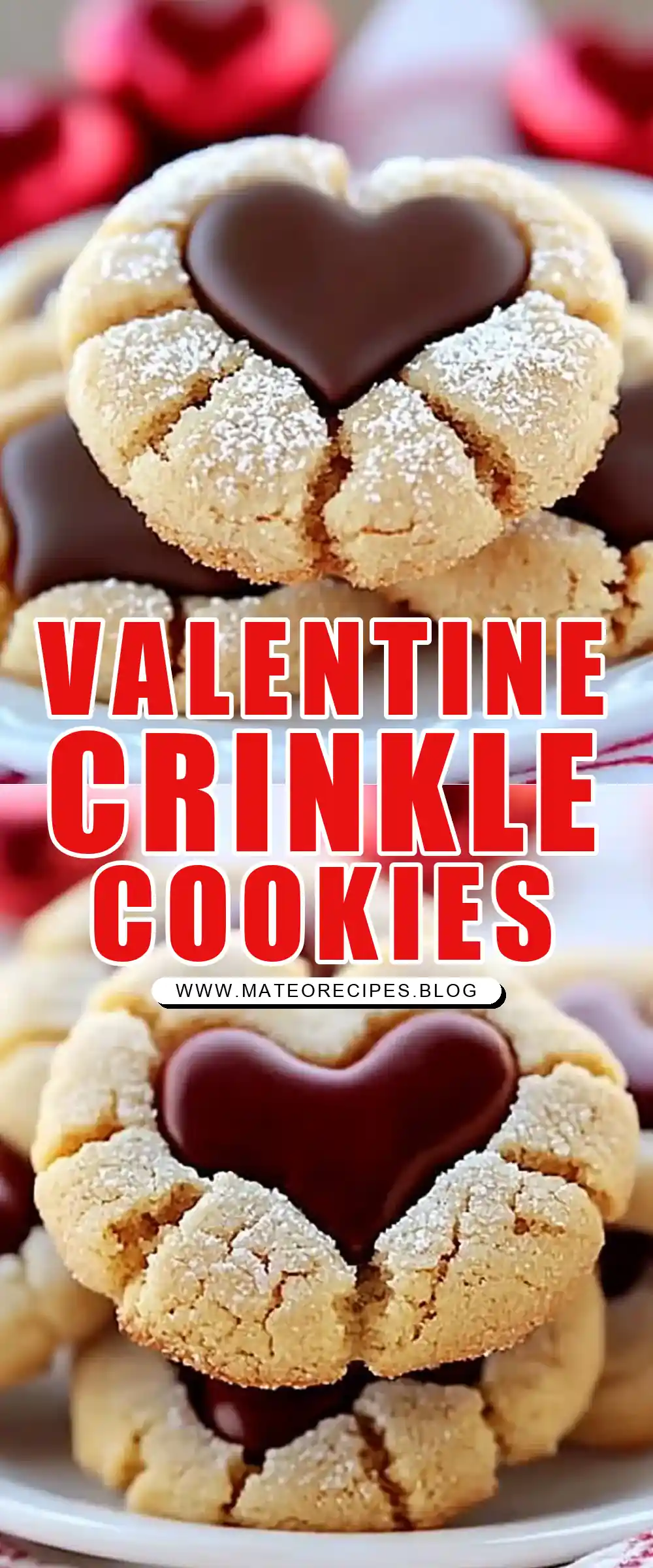 Pinterest pin (Design 1) for Valentine Crinkle Cookies