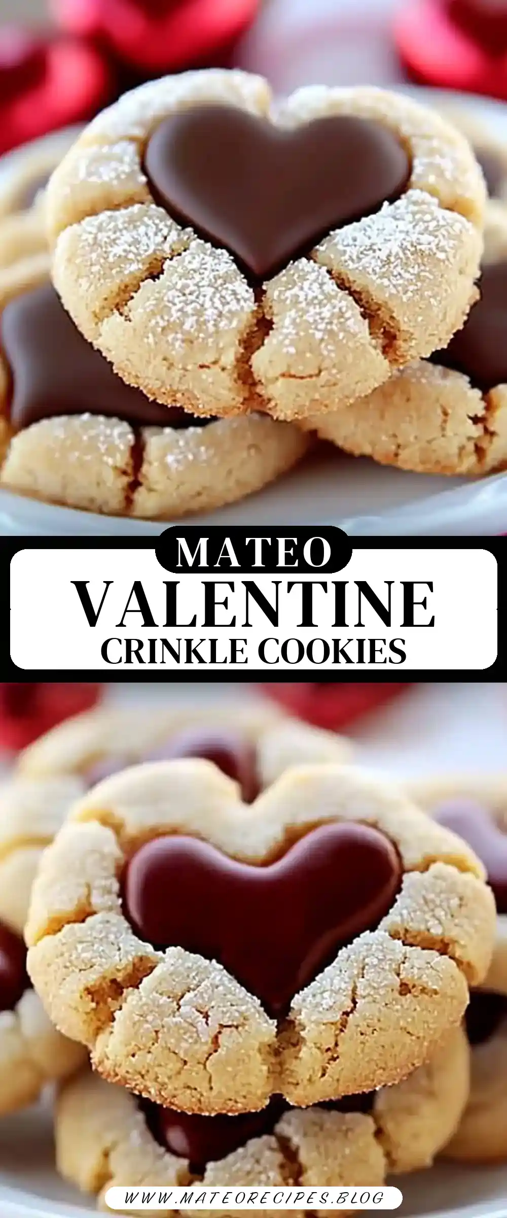 Pinterest pin (Design 3) for Valentine Crinkle Cookies