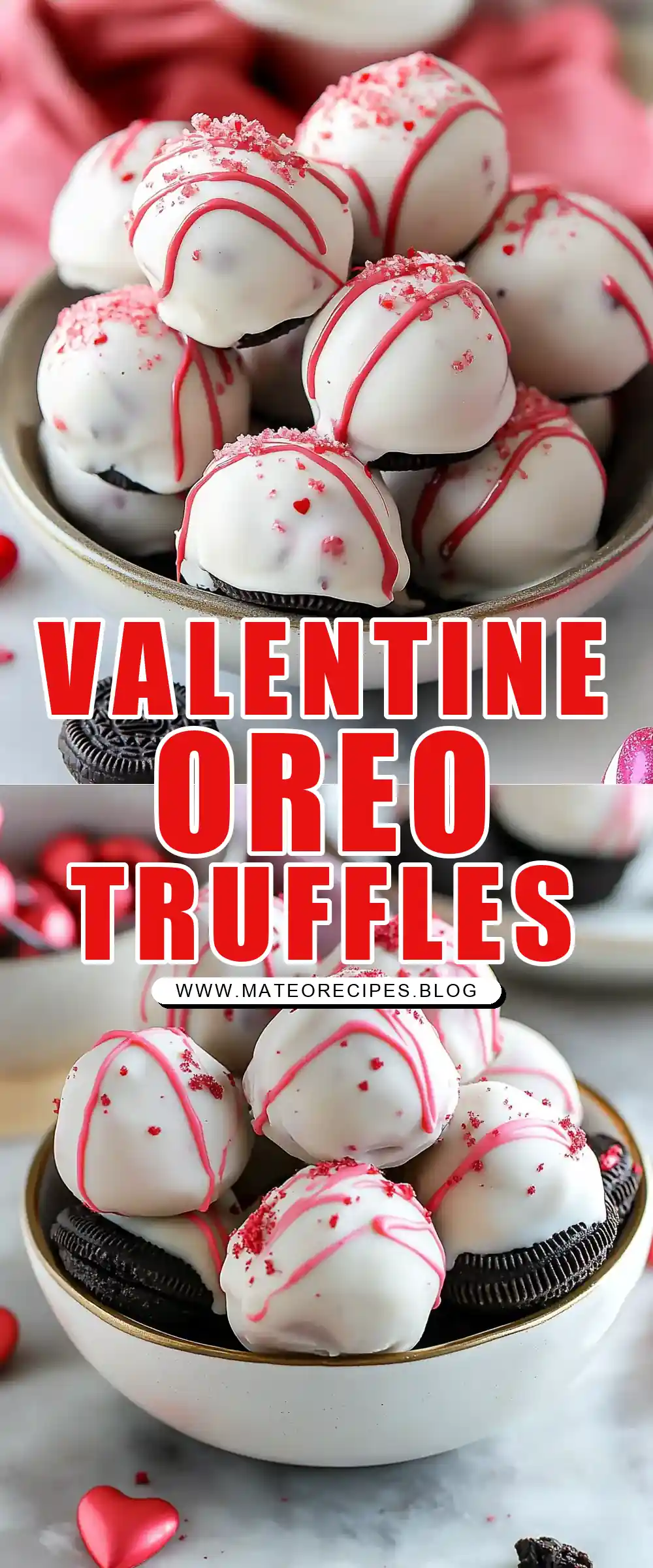 Pinterest pin (Design 1) for Valentine's Day Oreo Truffles