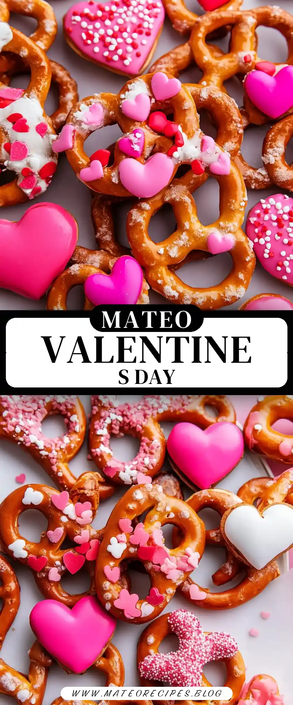Pinterest pin (Design 3) for Valentine Pretzels