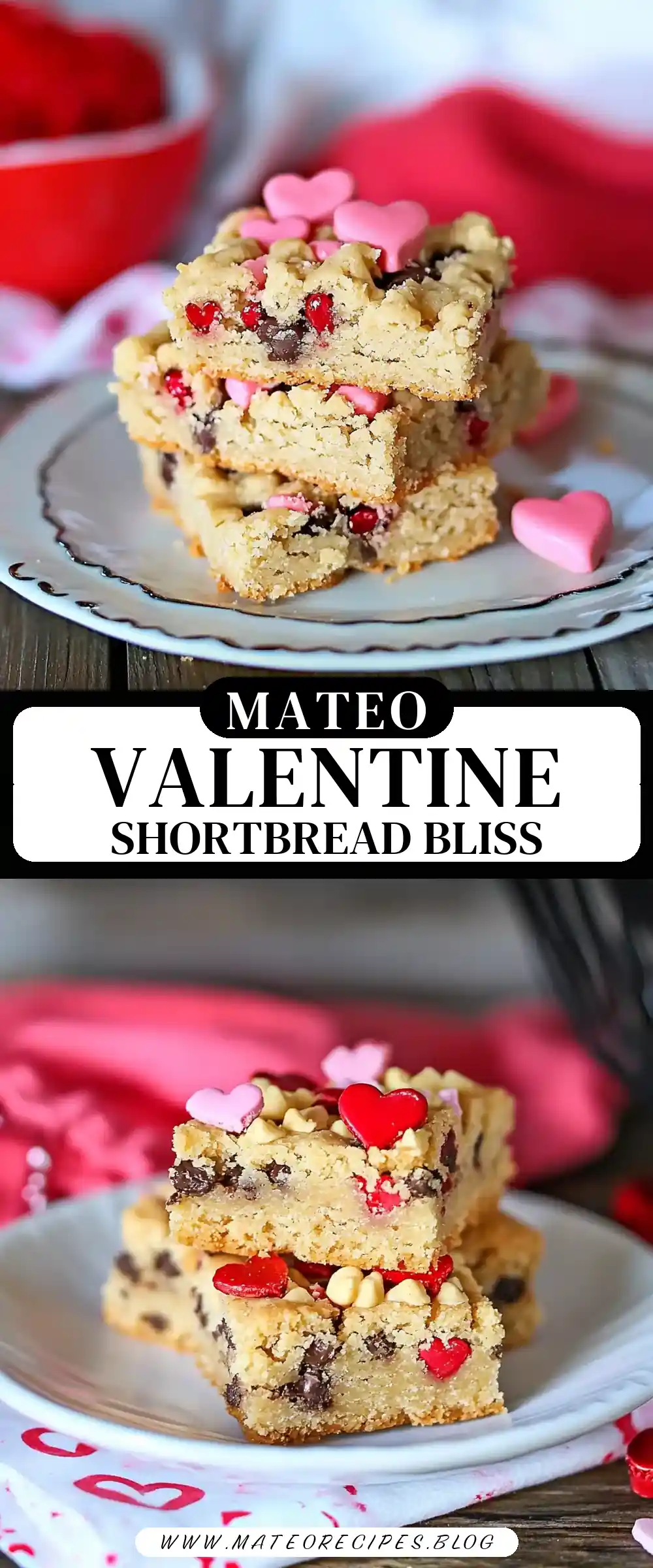 Pinterest pin (Design 3) for Valentine Shortbread Bars