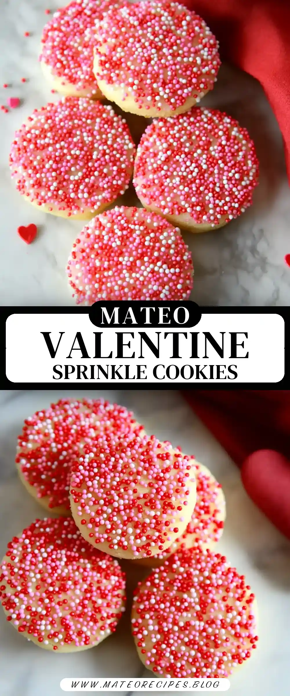 Pinterest pin (Design 3) for Valentine Sprinkle Sugar Cookies