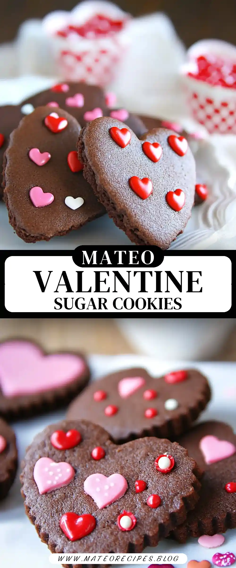 Pinterest pin (Design 3) for Valentine Chocolate Sugar Cookies
