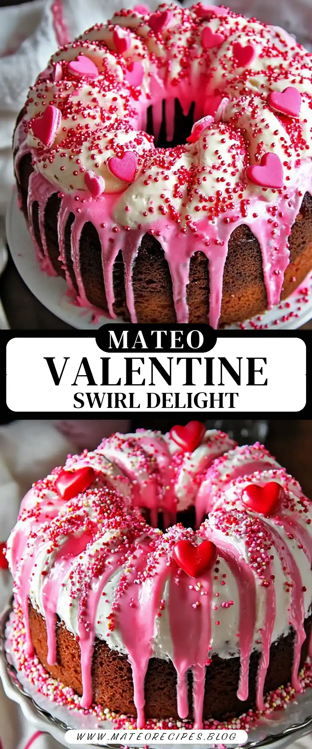 Pinterest pin (Design 3) for Valentine’s Swirl Cake